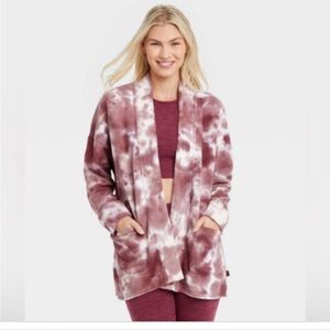 JoyLab Women's Purple Tie Dye Open Front Heavyweight Cardigan Sz M Pockets
